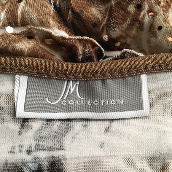 JM COLLECTION ANIMAL PRINT RUFFLE GOLD SHIMMER TOP - Picture 8 of 8